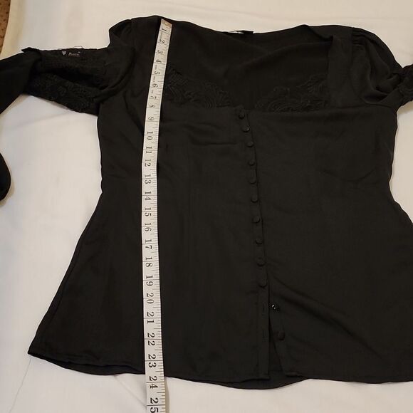 Majorelle  black satin/lace blouse Revolve size medium - Picture 4 of 8